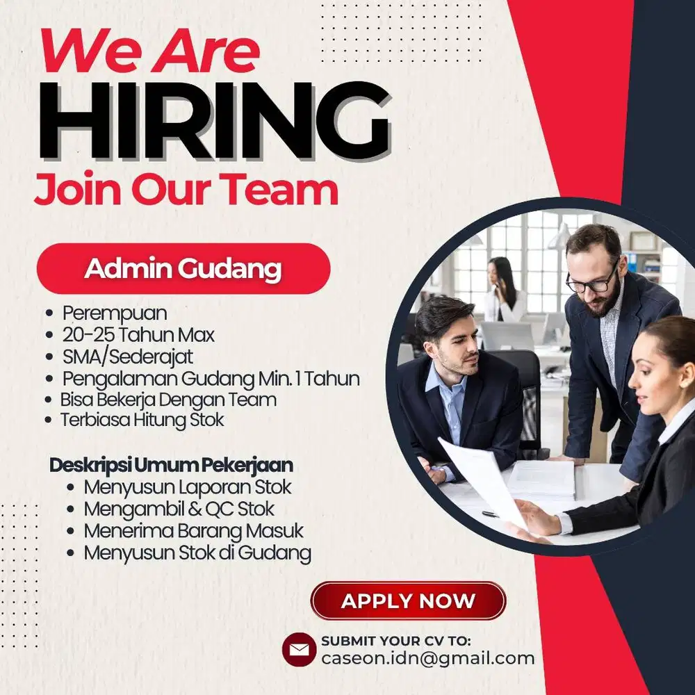 URGENT DICARI ADMIN GUDANG PENGALAMAN