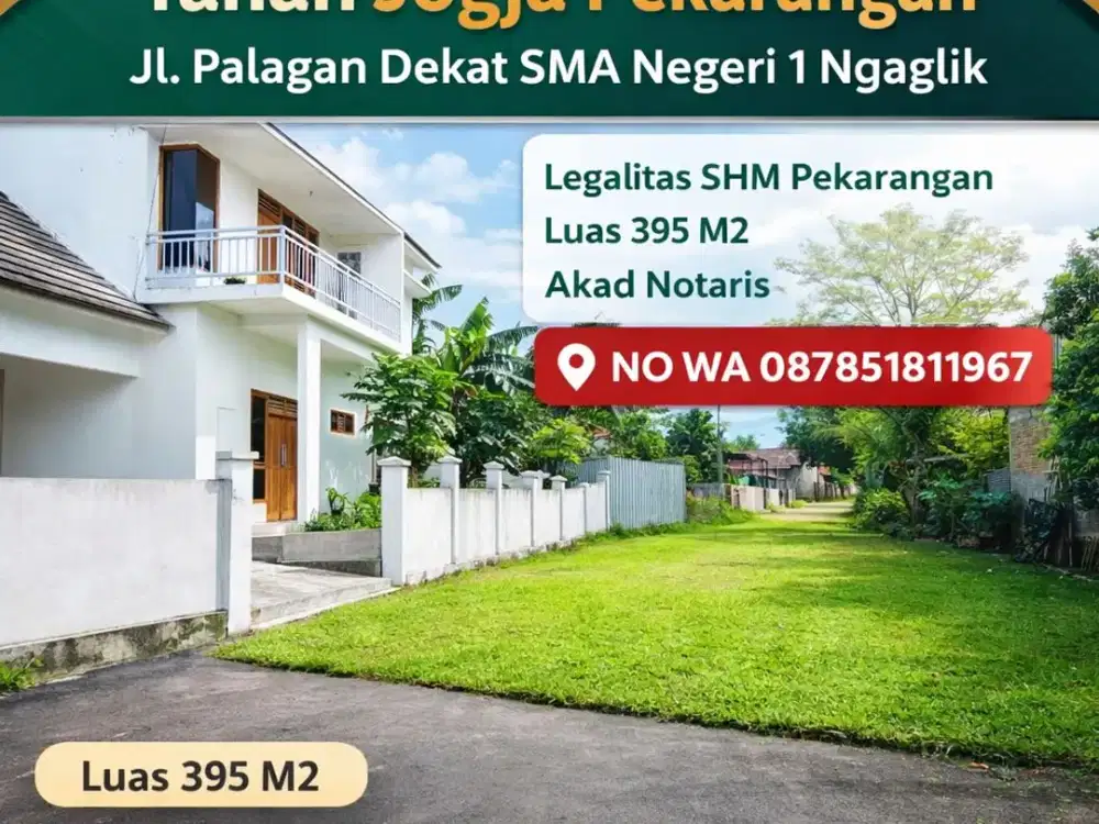 Tanah Pekarangan Jl. Palagan km 11, Lingkungan Perumahan & Pemukiman, udara sejuk asri lingkungan Nasionalis
