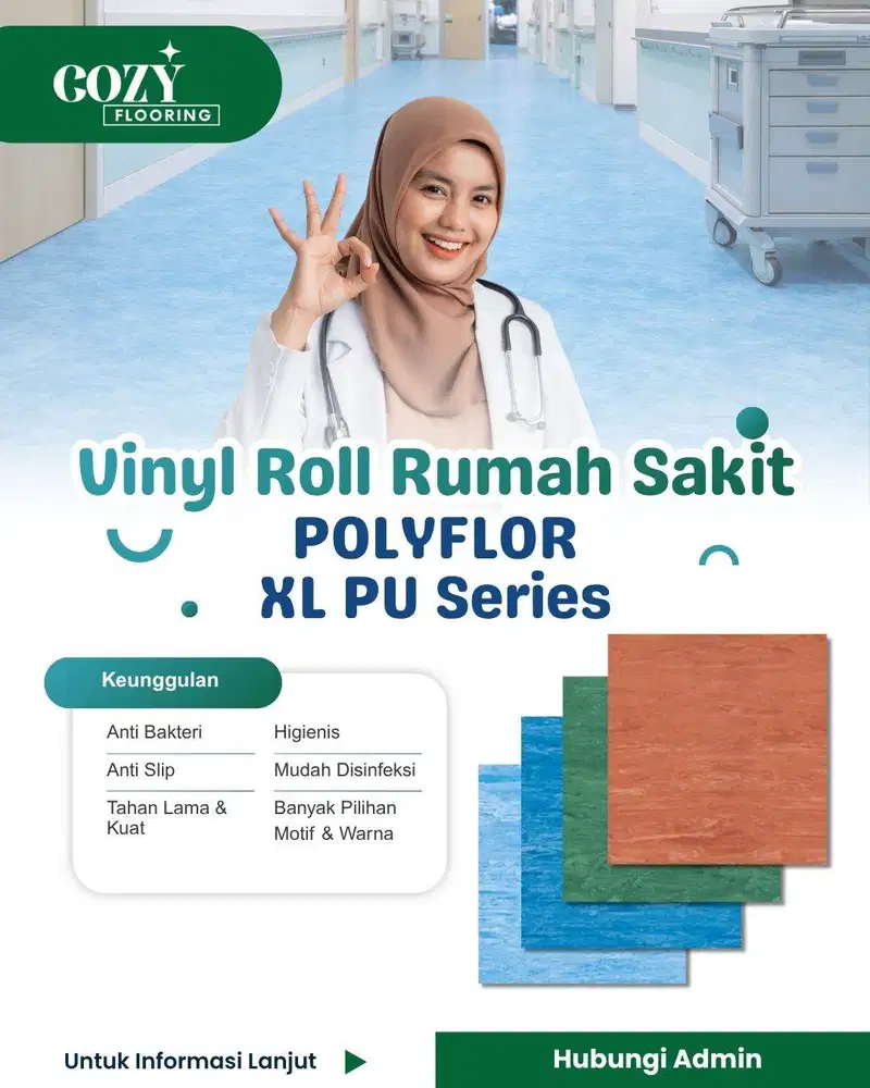 Vinyl Roll Polyflor XL PU Series per 10m2 | Vinyl Rumah Sakit Gulungan