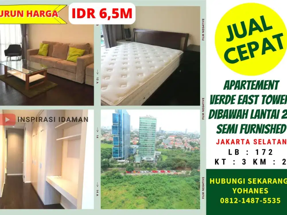 Apartement Verde East Tower 3Br Lantai 20 Semi Furnished