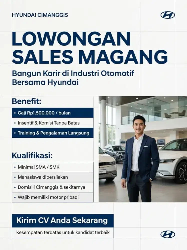 LOWONGAN SALES MAGANG – HYUNDAI CIMANGGIS