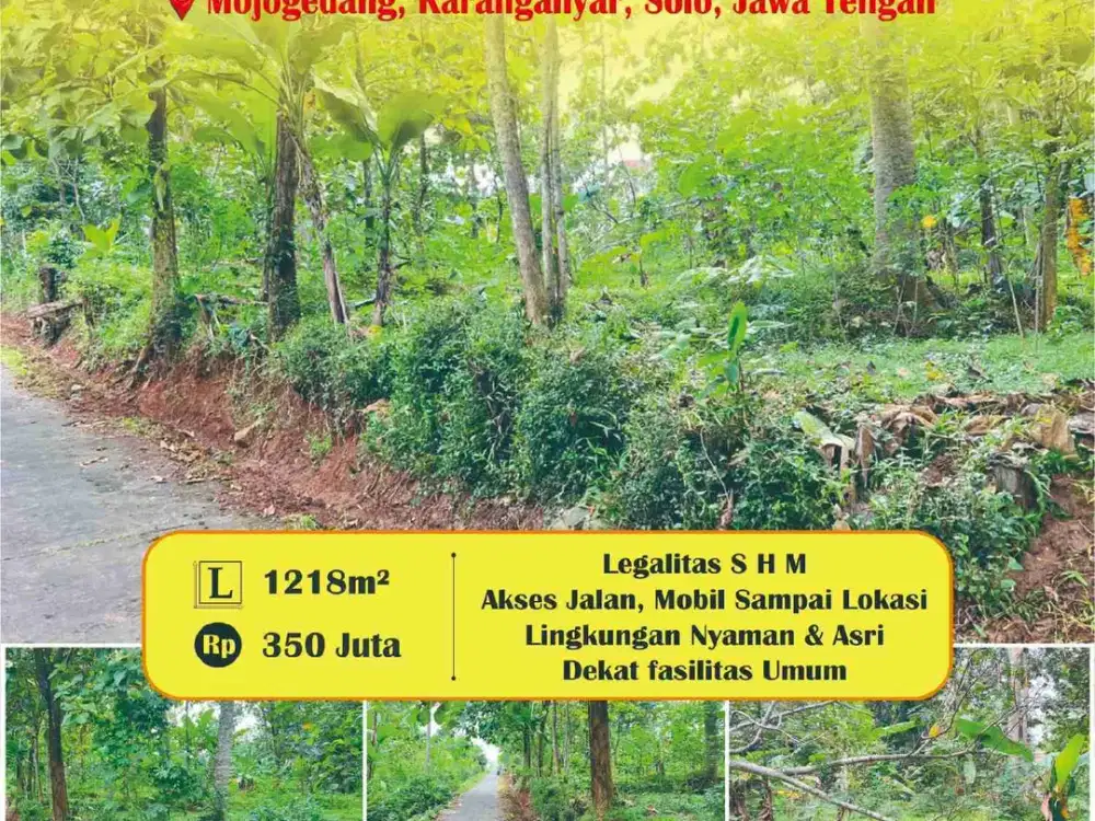 Jual tanah Pekarangan area mojogedang karanganyar