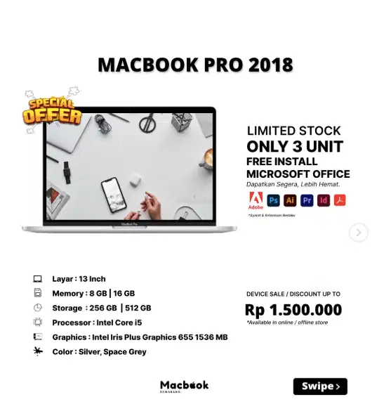 Macbook Pro 2018 ram 8/256 gb