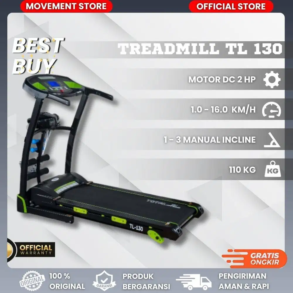Jual Alat Fitness Treadmill Electrik TL130 Alat Olahraga Lari Rumahan