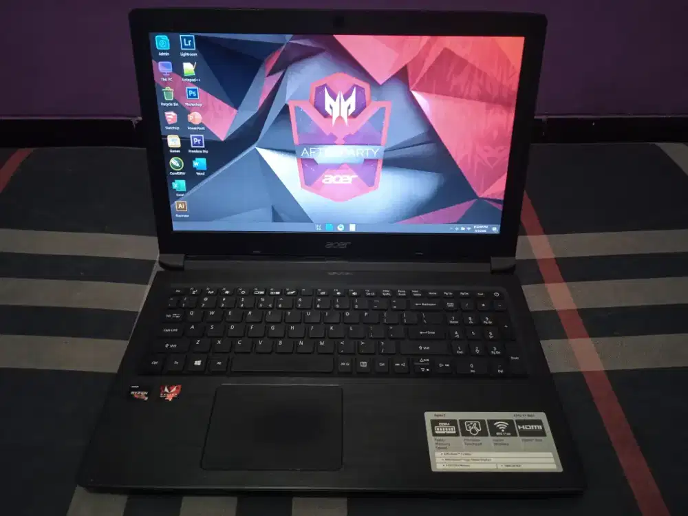 Laptop Acer Ryzen. DDR4. Lancar Desain, Editing. Ada Adobe Premiere