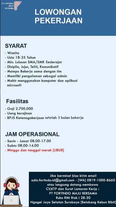 Lowongan Kerja Administrasi Urgent