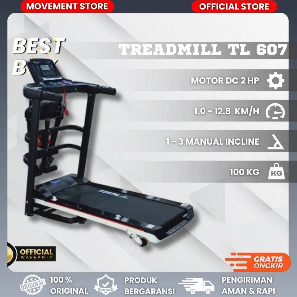 Jual Alat Fitness Treadmill Electrik TL607 Alat Olahraga Lari Rumahan