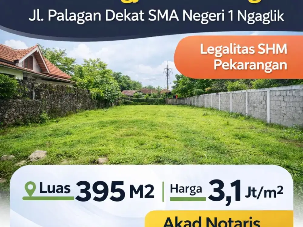 Tanah Pekarangan Jl. Palagan km 11, Lingkungan Perumahan & Pemukiman, udara sejuk asri lingkungan Nasionalis