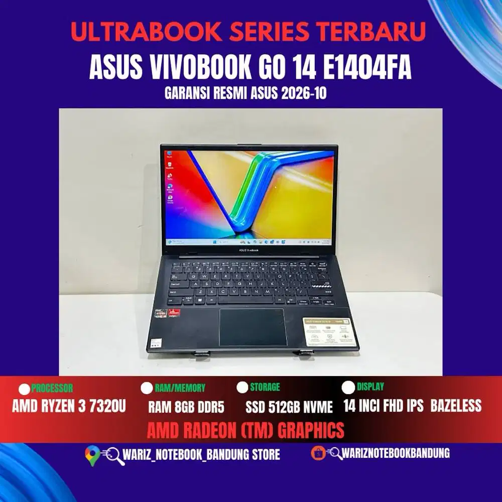 ASUS VIVOBOOK GO 14 E1404FA AMD RYZEN 3 7320U RAM 8GB DDR5 SSD 512GB 1