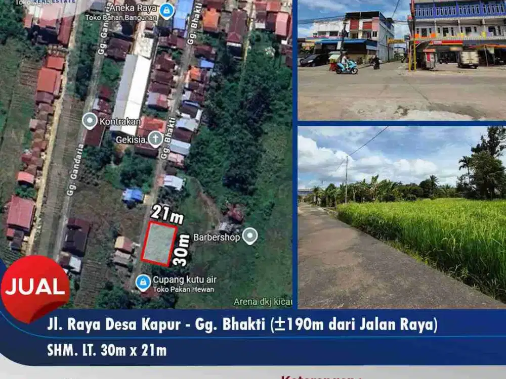Dijual tanah Jl. Desa Kapur Gg. Bhakti - Kubu Raya