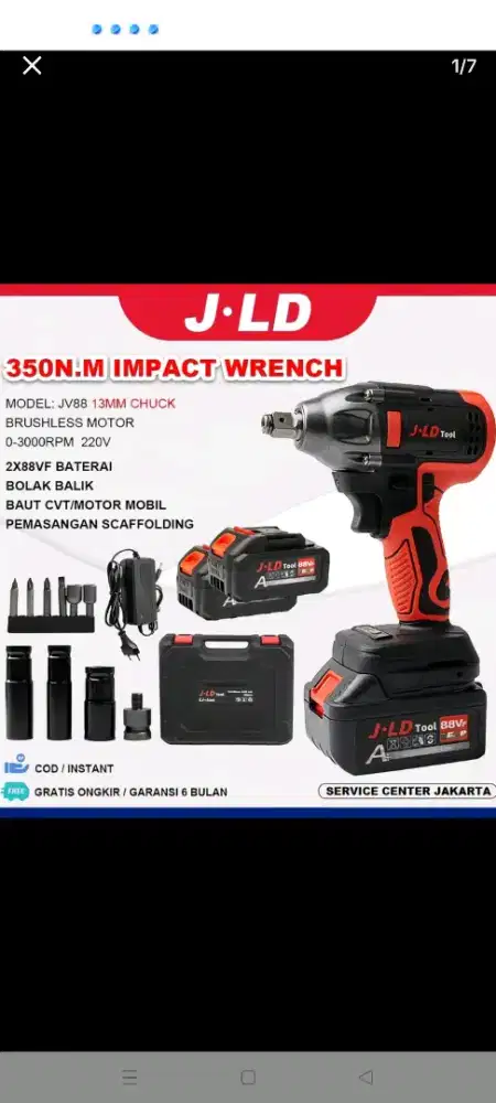 JLD JV88 Impact Wrench 350N.M Bekas Pakai Sekali — Lengkap + Garansi