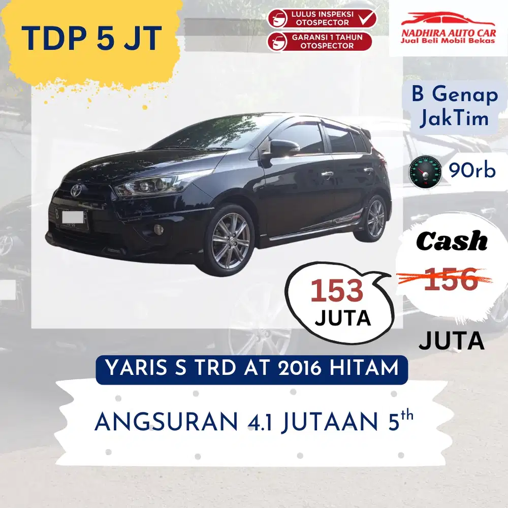 DP 5 Juta Yaris S TRD AT 2016 Hitam