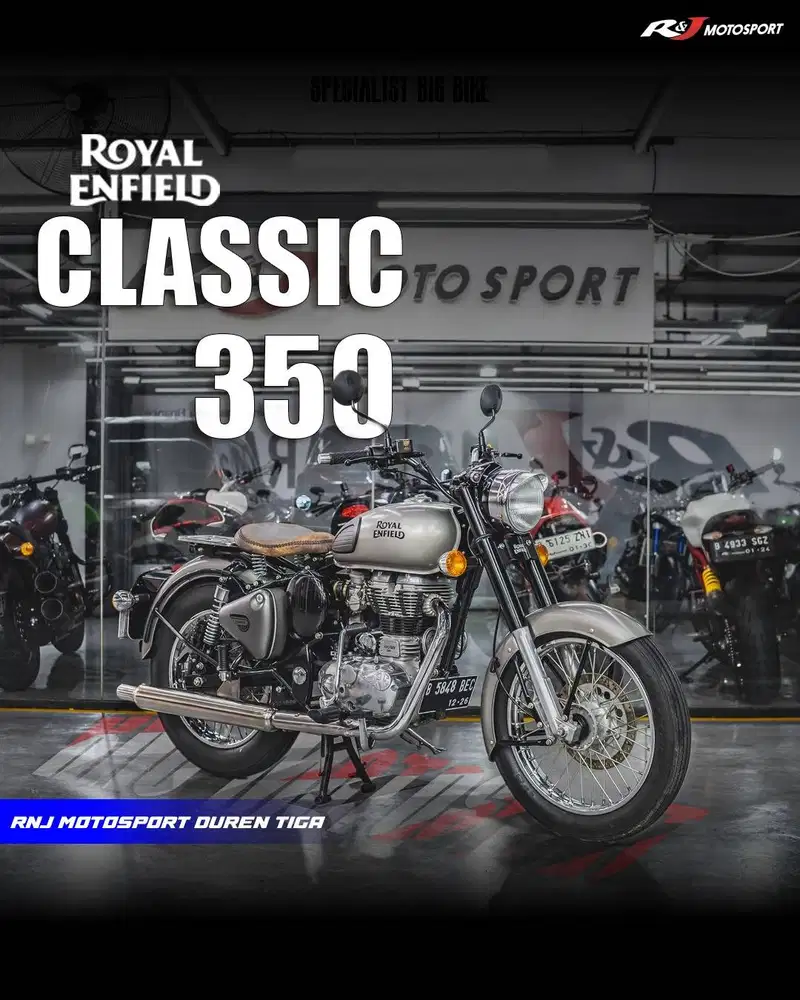 Royal Enfield Classic 350cc Km 4.000an Knalpot Custom warna Abu Abu