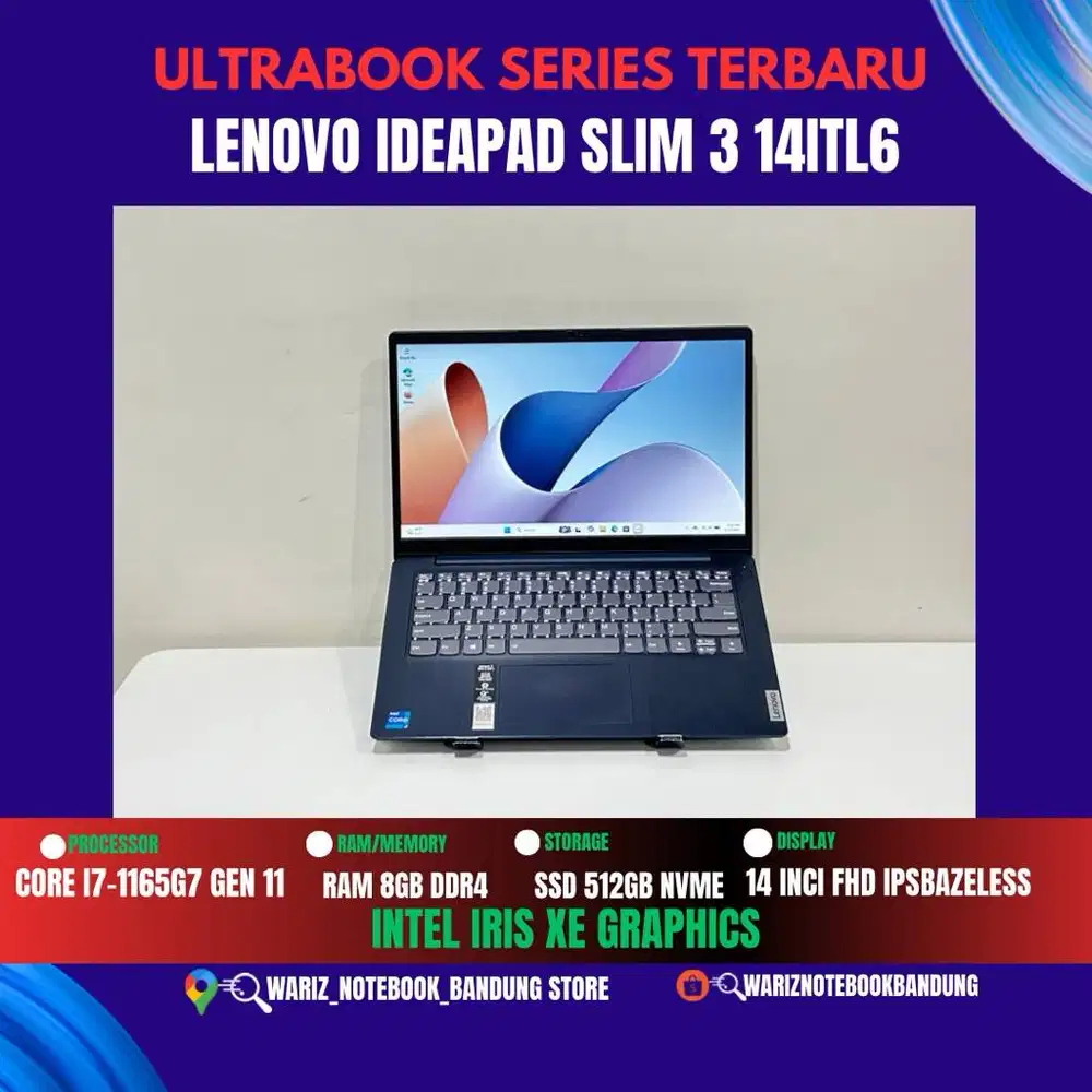 LENOVO IDEAPAD SLIM 3 14ITL6 CORE I7-1165G7  RAM 8GB SSD 512GB