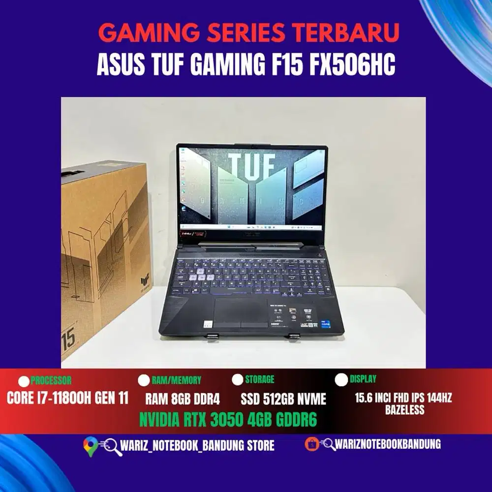ASUS TUF GAMING F15 FX506HC CORE I7-11600H NVIDIA RTX 3050 RAM 8GB SSD