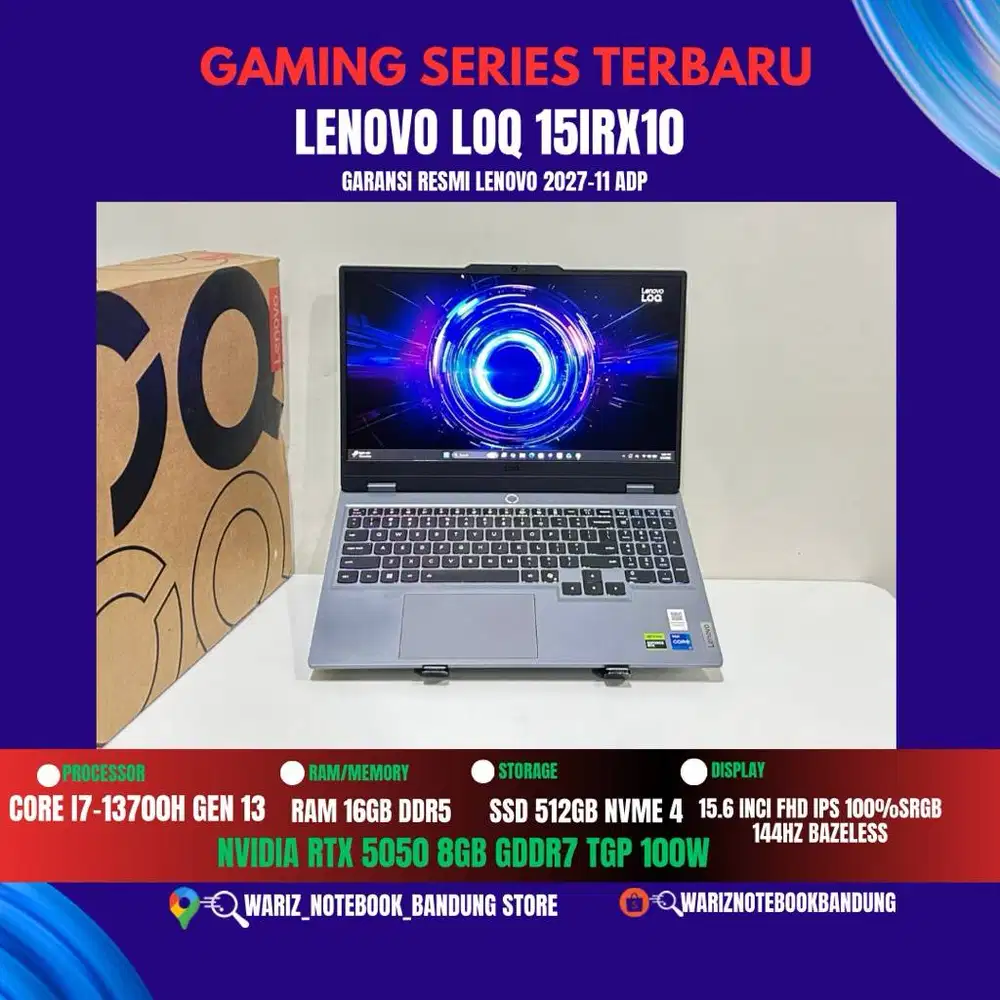 LENOVO LOQ 15IRX10 CORE I7-13700HX NVIDIA RTX 5050 RAM 16GB SSD 512GB