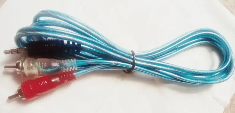 Kabel jack rca 2 in 1 audio, video, aux 1,5m transparan