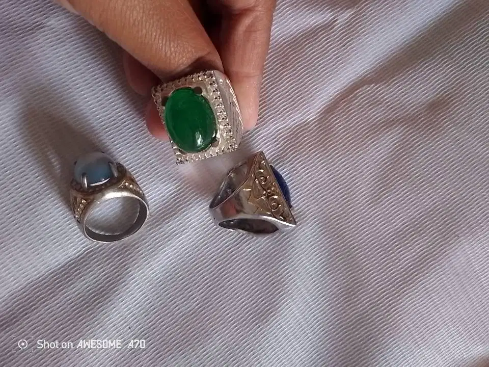 Koleksi Cincin Akik 3batuan warna Antik.