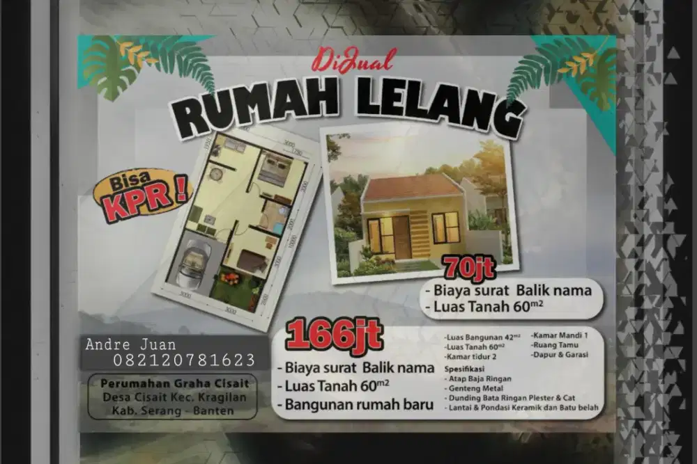 Rumah HGB, dijual lengkap sertifikat Notaris