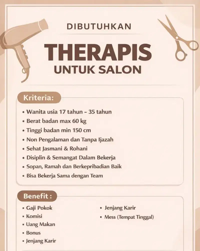 THERAPIST SALON KECANTIKAN