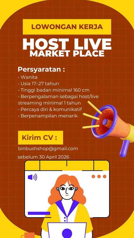 Lowongan Pekerjaan Host Live Streaming Shopee dan Tiktok Shop