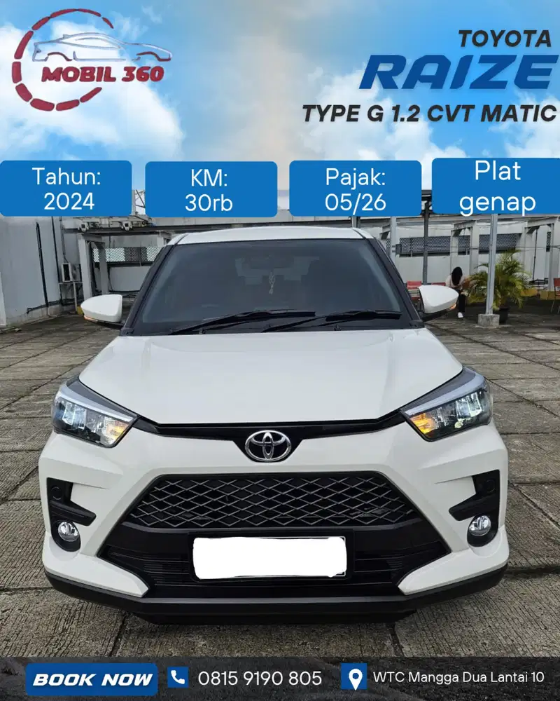 Toyota Raize G 1.2 cvt matic tahun 2024 warna putih