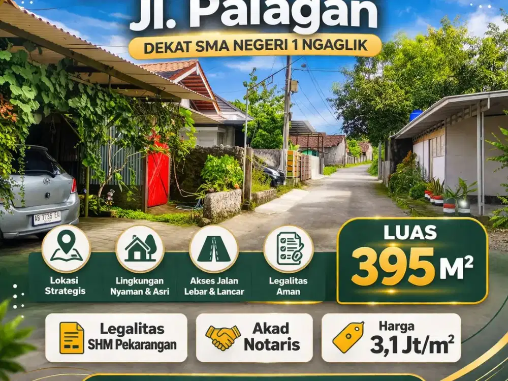 Tanah Pekarangan Jl. Palagan km 11, Lingkungan Perumahan & Pemukiman, udara sejuk asri lingkungan Nasionalis