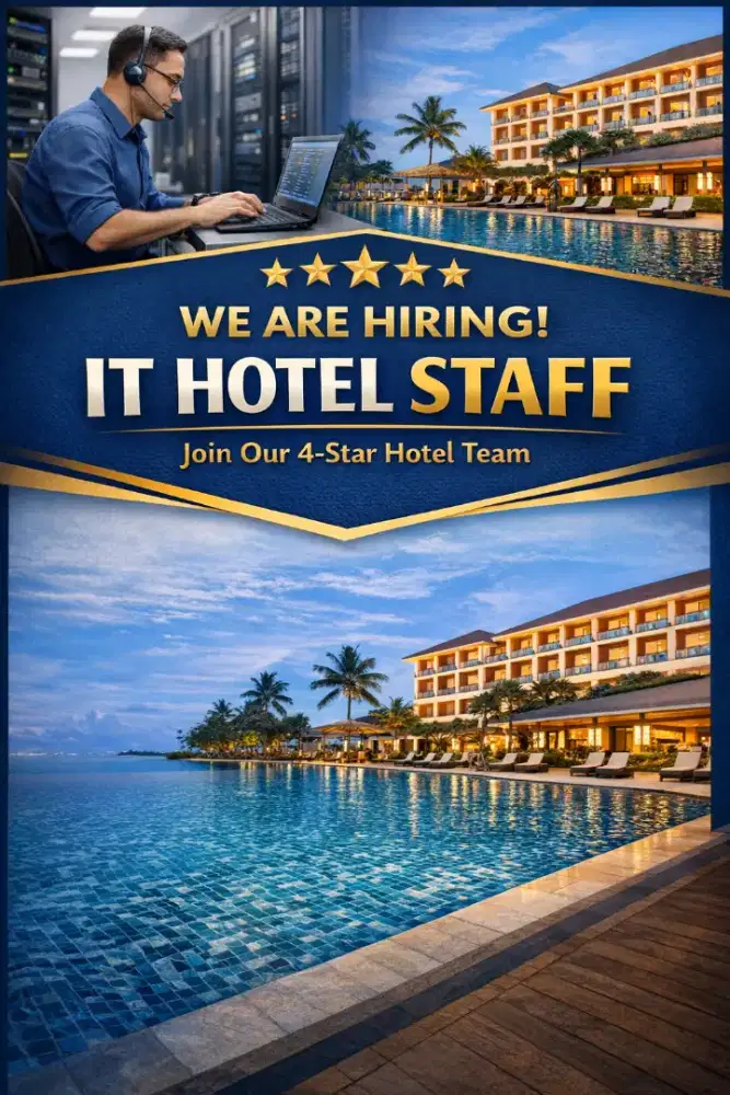 Lowongan IT Perhotelan, Jaringan. Min 2tahun pengalaman.