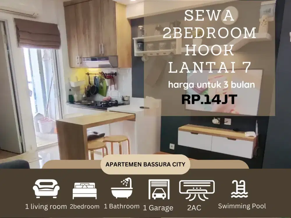 sewa 2 bedroom hook full furnis tower terbaru apartemen bassura city