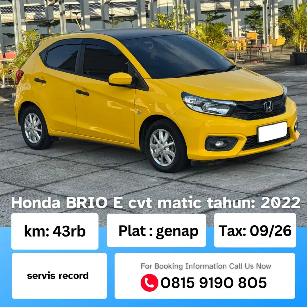 Honda Brio E Cvt 1.2 matic tahun 2022 warna kuning