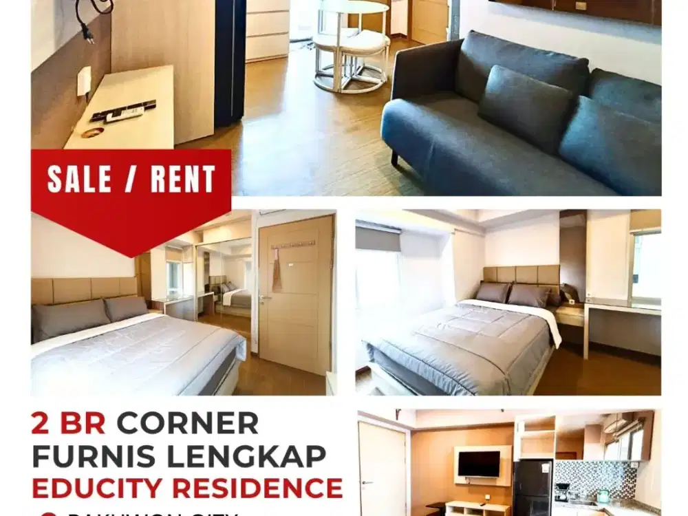 JUAL SEWA APARTEMEN EDUCITY 2 BEDROOM CORNER FURNIS MEWAH