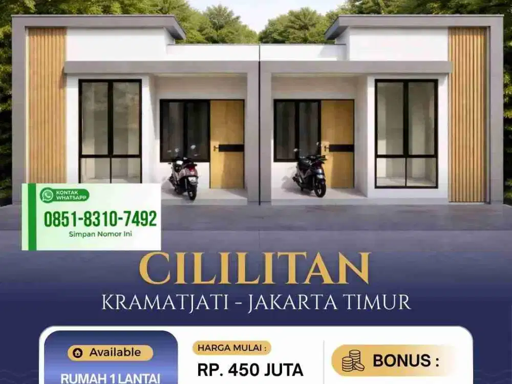 Rumah 1 lantai Akses motor di Cililitan Jakarta Timur