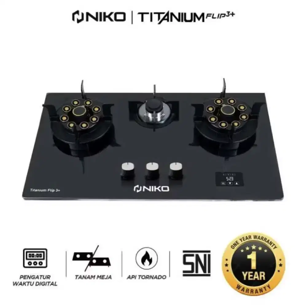 Kompor gas kaca tanam niko 3 tungku phantom seperti baru