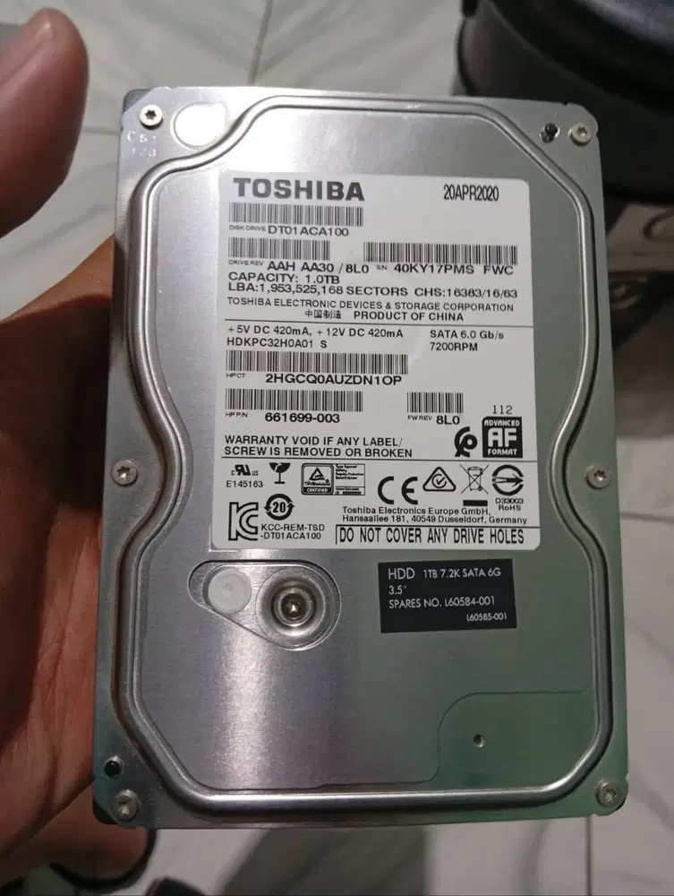 Hardsik Toshiba 1tb Sentinel 100%