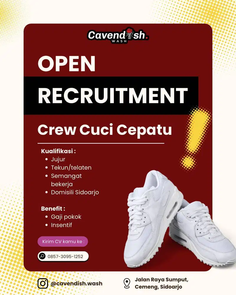 Lowongan Kerja Crew Store Cuci Sepatu