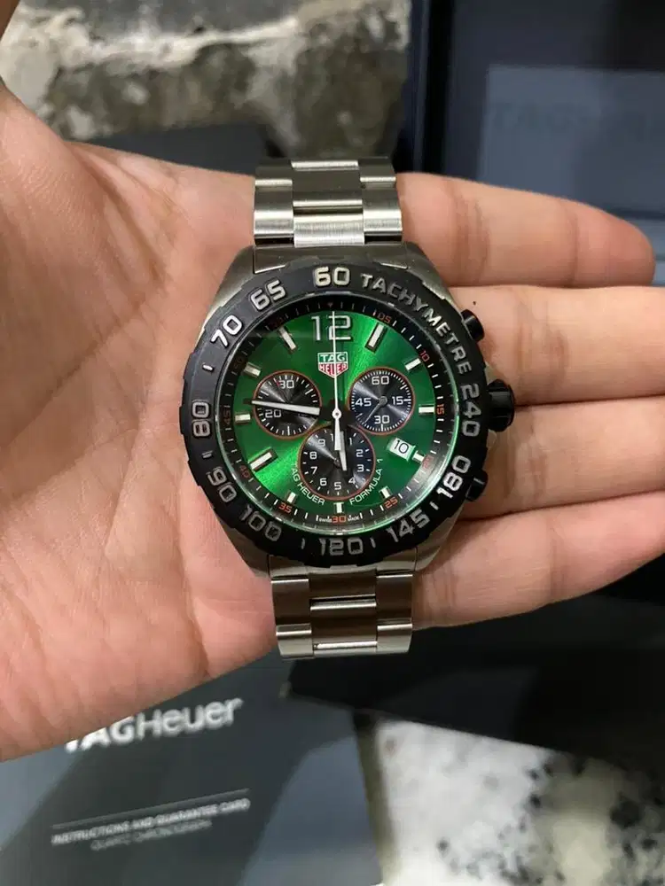Tag Heuer Formula 1 Quartz Chronograph Green Dial Steel Strap
