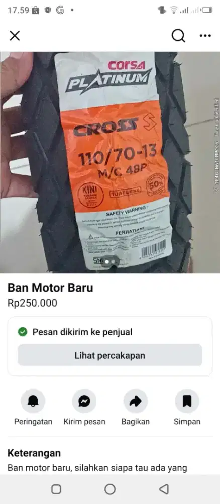 BAN MOTOR CORSA PLATINUM BARU