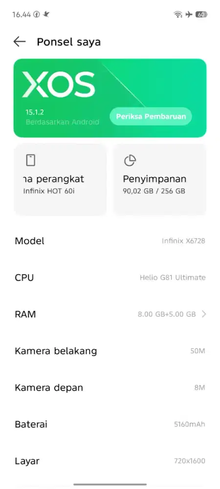 Jual hp Infinix hot 60i
