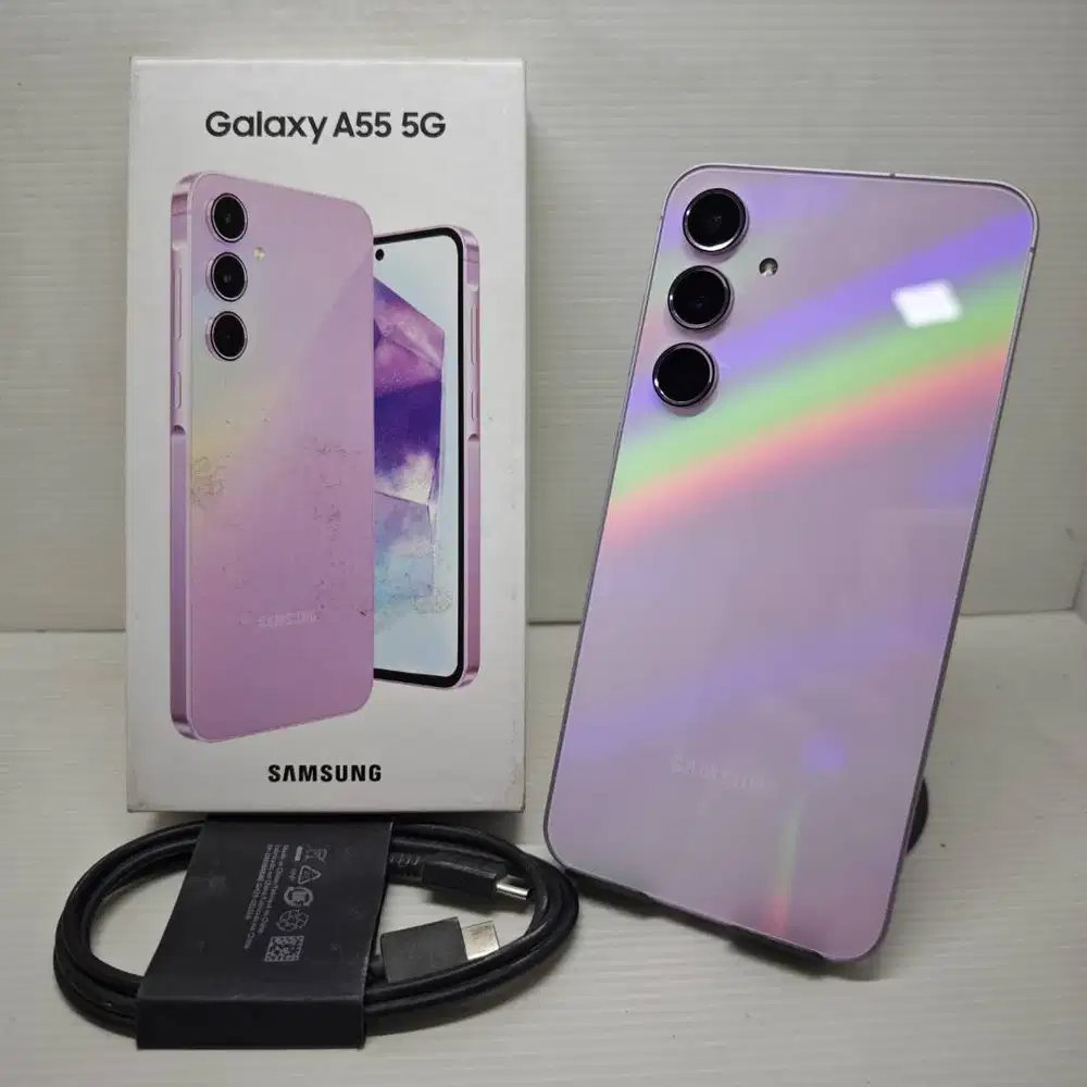 LIKE NEW SAMSUNG GALAXY A55 5G 12/256 LILAC FULLSET SEIN RESMI MULUS L