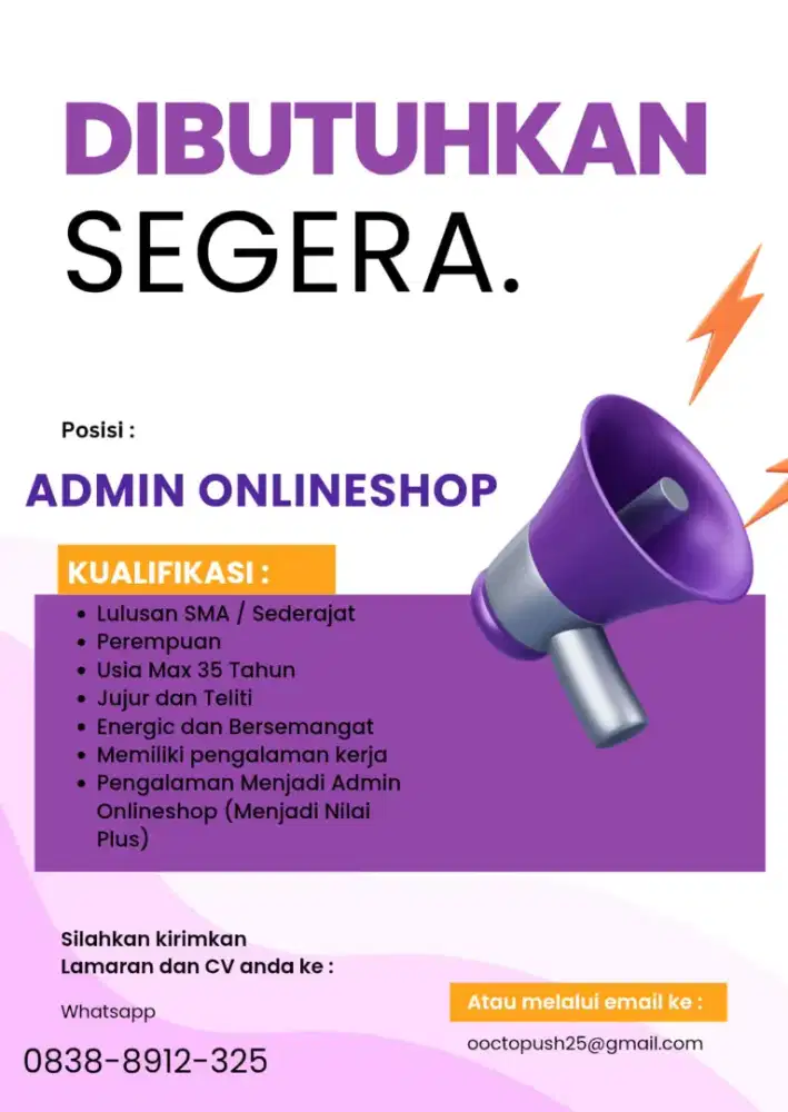 Lowongan Admin Packing Online Shop