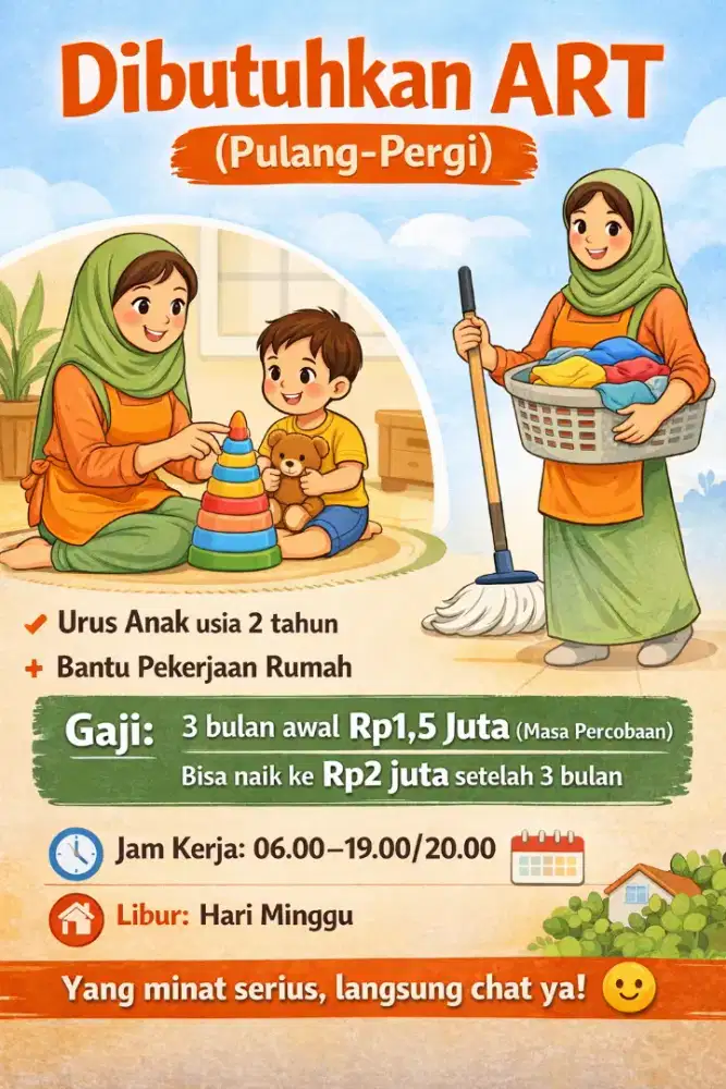 Lowongan Pengasuh Anak dan Pekerjaan Rumah Tangga