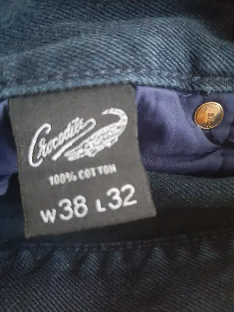 Jeans Crocodile Premium Denim Blue Navy Cotton W38 L32 kondisi 75%