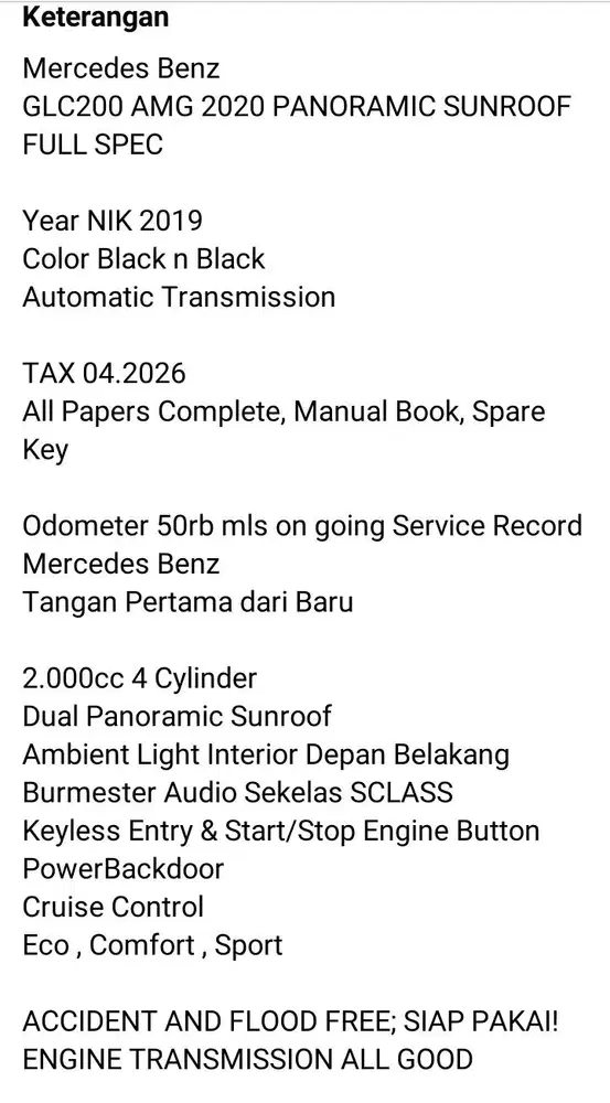 Mercedes-Benz GLC200 2020 Bensin