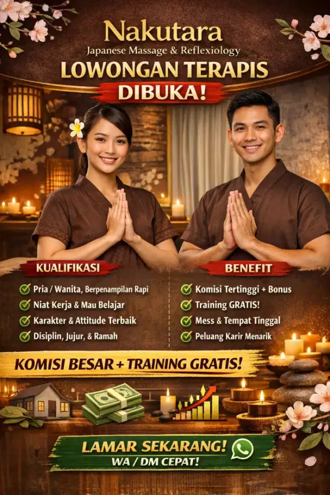 LOWONGAN KERJA KASIR KFO DAN TERAPIS JAPANESE REFLEXOLOGY