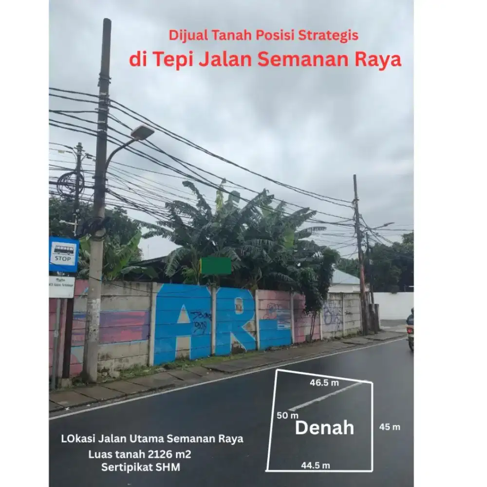 Dijual tanah di jalan semanan raya, posisi di jalsn utama