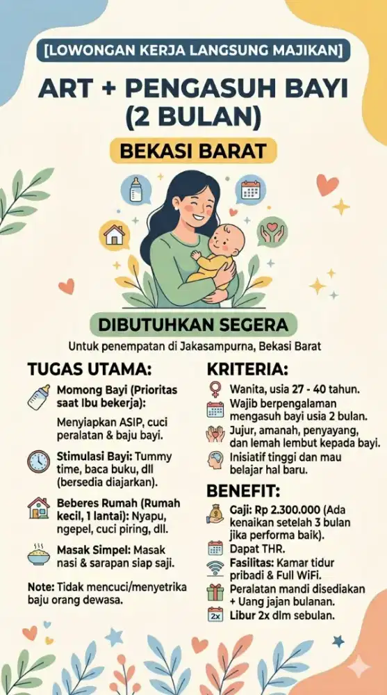 LOWONGAN ART MOMONG BAYI BEKASI