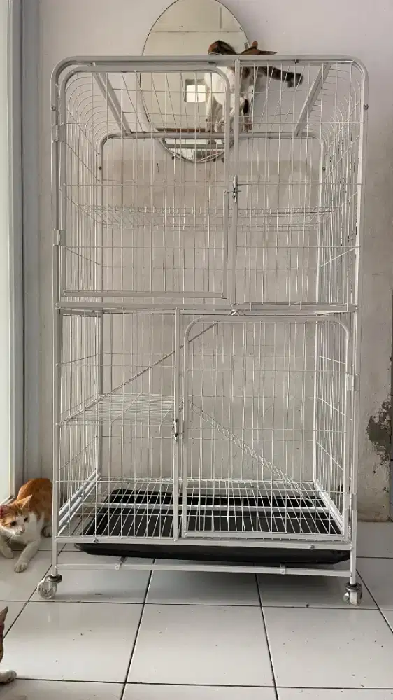 Kandang kucing besar bertingkat warna putih