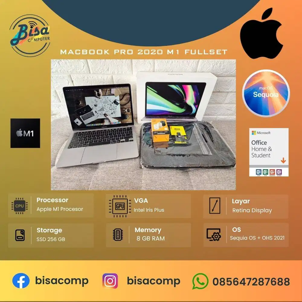 MacBook Pro 2020 M1 Processor SSD 256gb Ram 8gb 13inchRetina Backlit