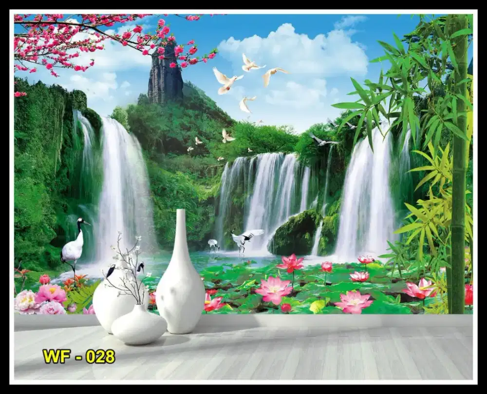 Wallpaper dinding custom 3 dimensi