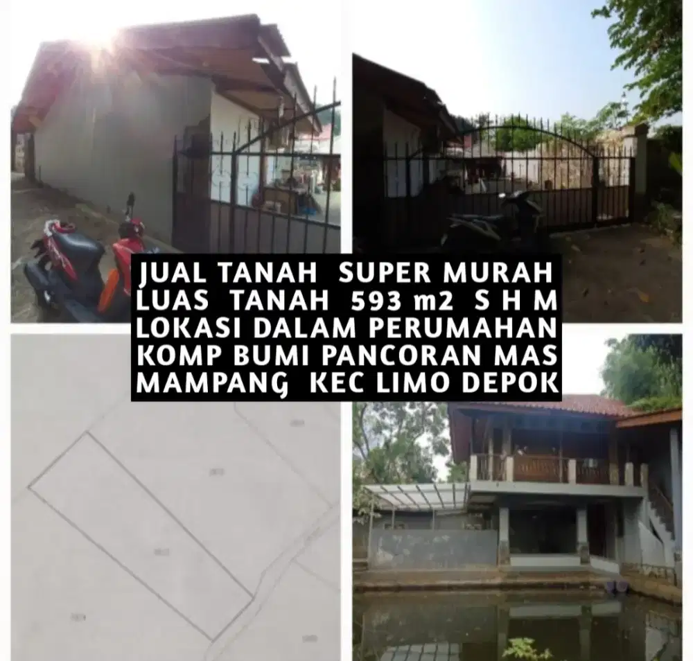 JUAL CEPAT TANAH MURAH DI PERUMAHAN BUMI PANCORAN MAS MAMPANG DEPOK